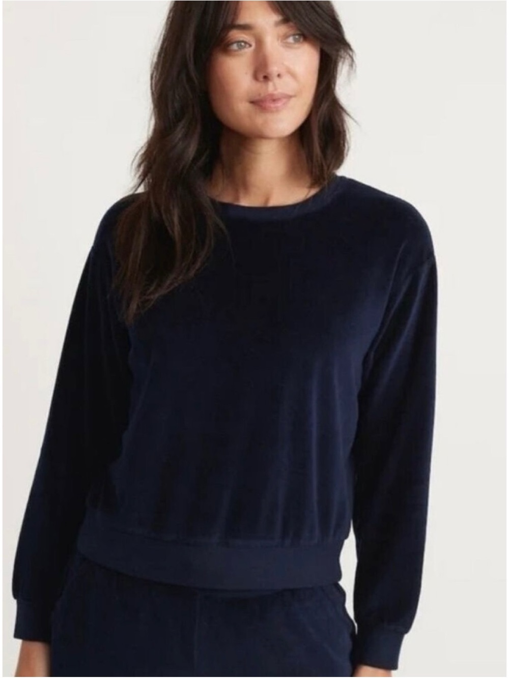 Marine Layer Moonlight Velour Sweatshirt Women’s M Dark Blue Crewneck Loungewear
